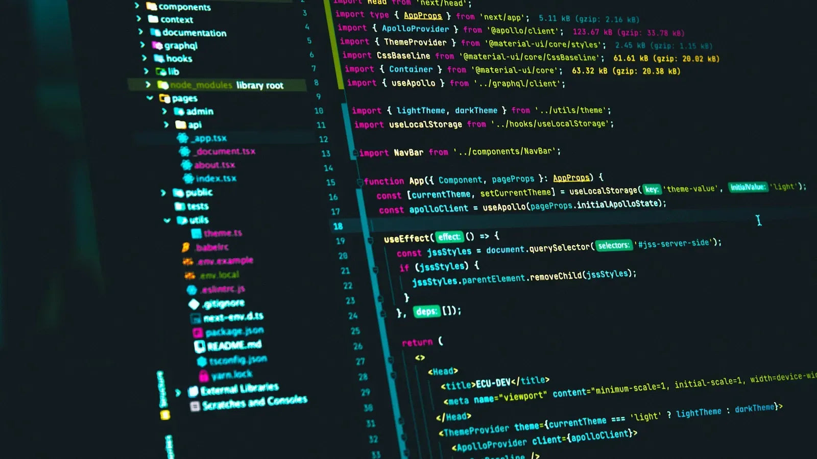 Code editor displaying react source code.