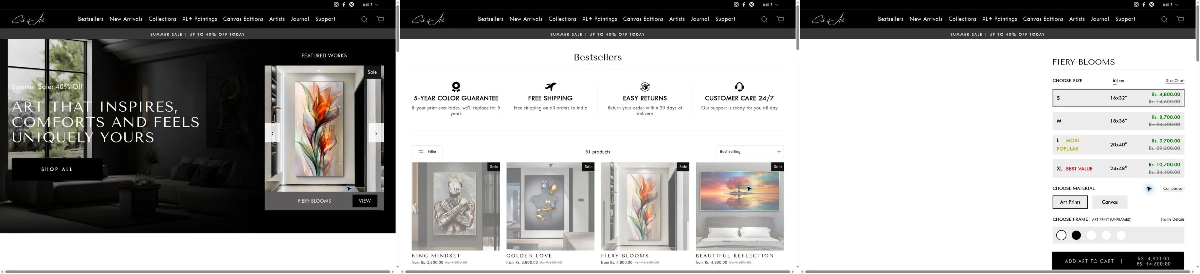 Crib of Art homepage storefront snapshot