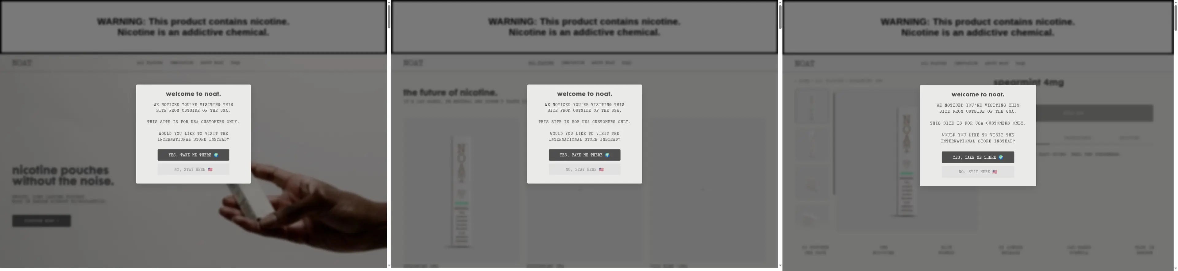 NOAT homepage storefront snapshot