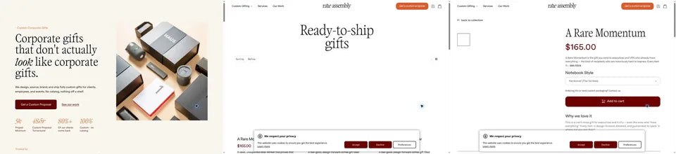 Rare Assembly storefront screenshot from the Vivek Codes portfolio