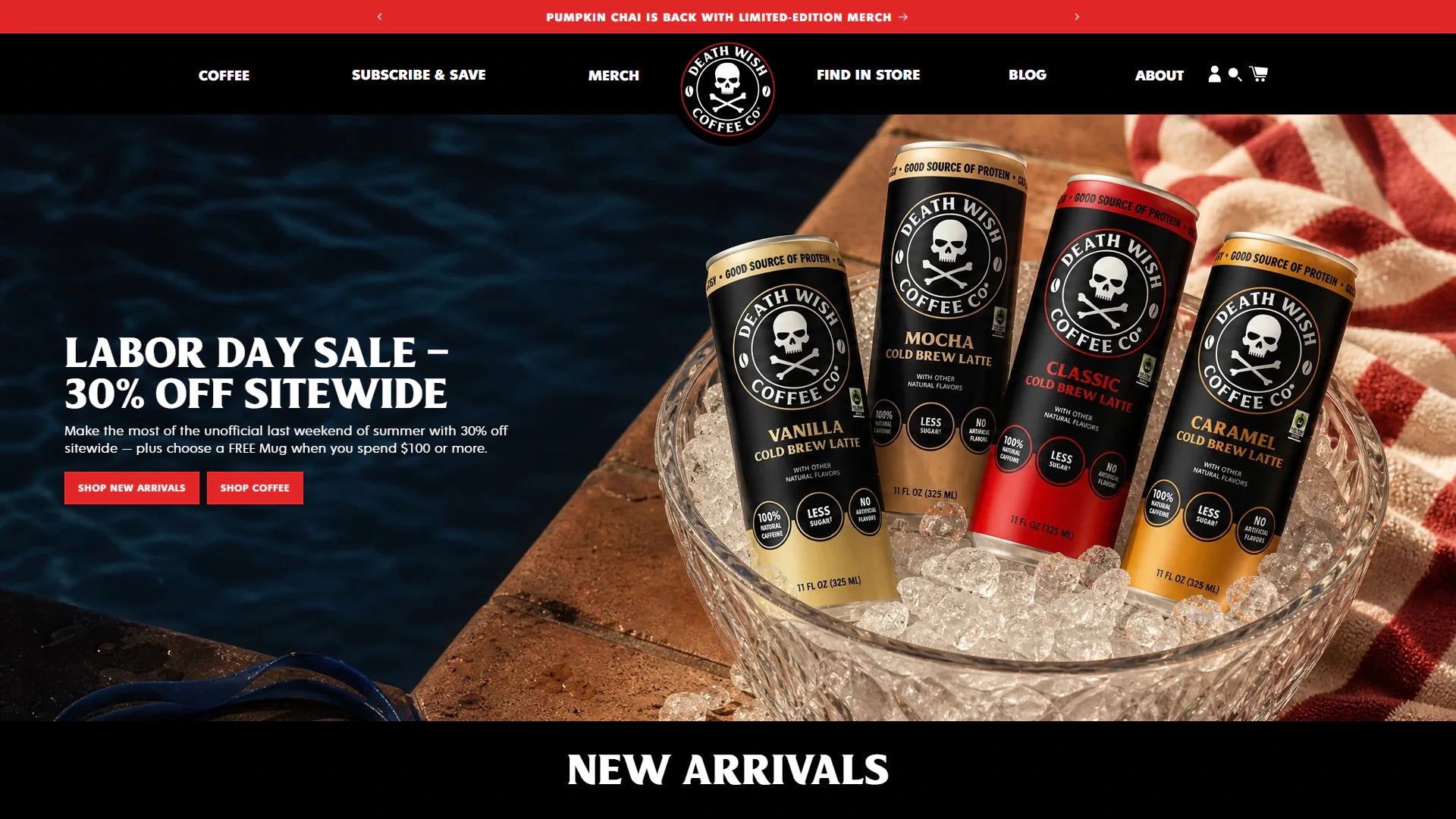 Death Wish Coffee homepage Shopify storefront capture