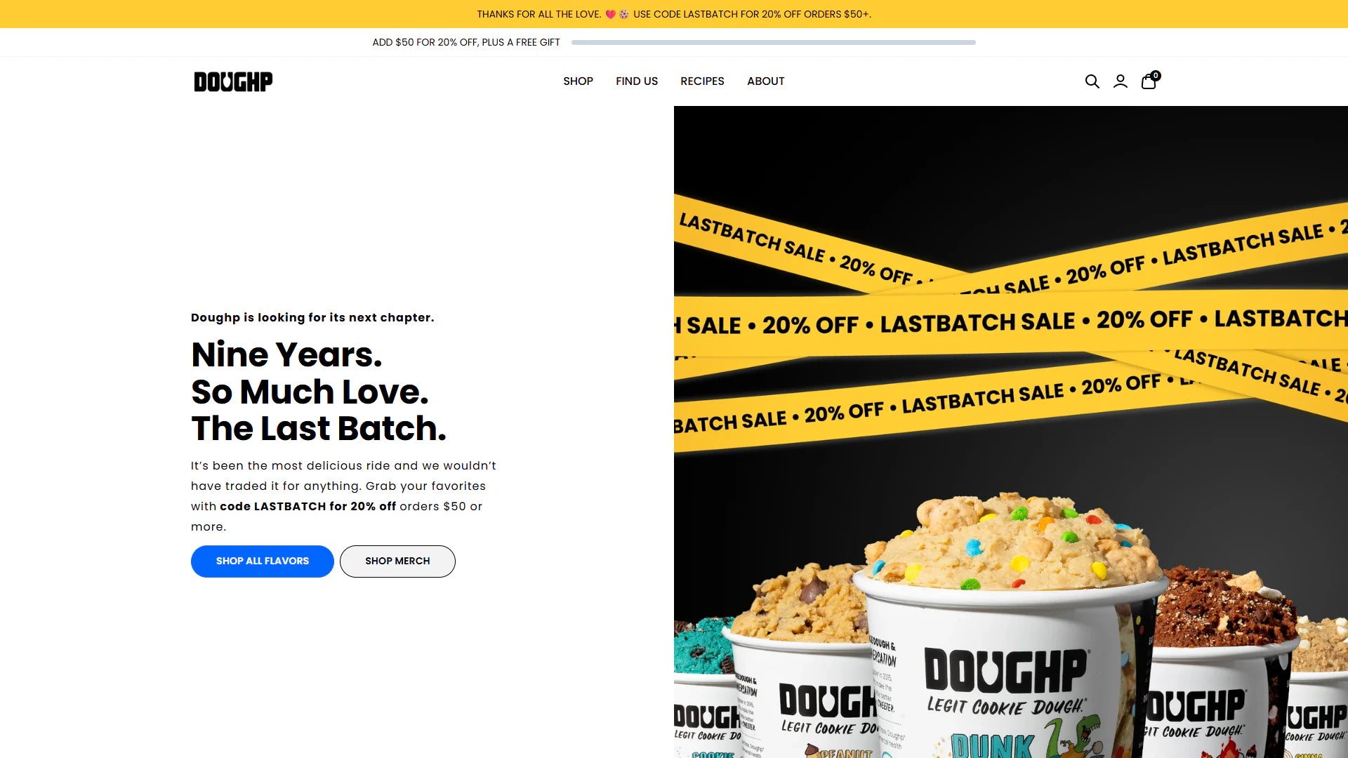 Doughp homepage Shopify storefront capture