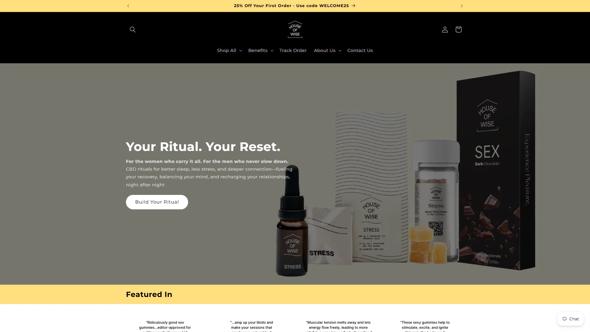 House of Wise homepage Shopify storefront capture