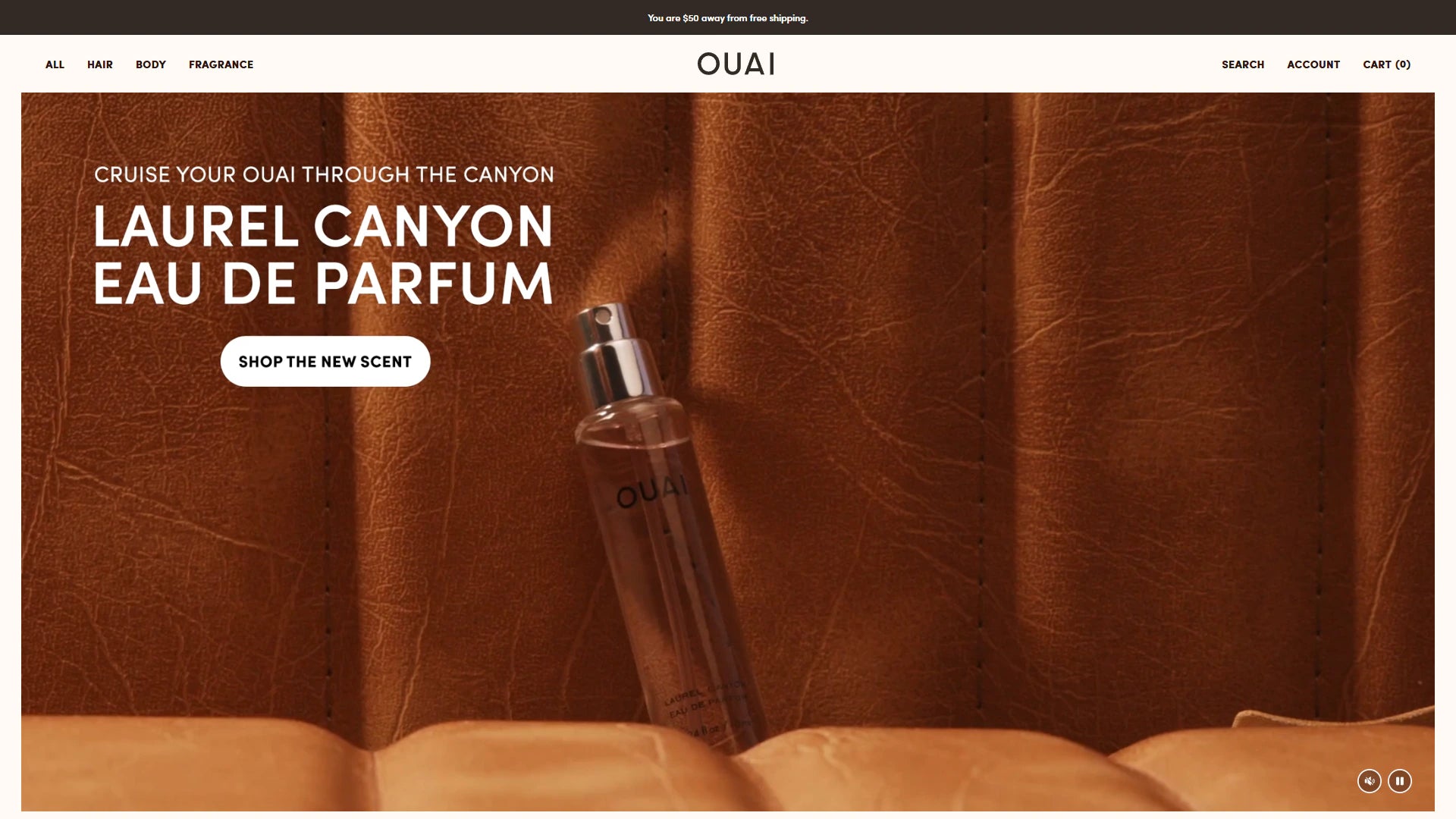 OUAI homepage Shopify storefront capture