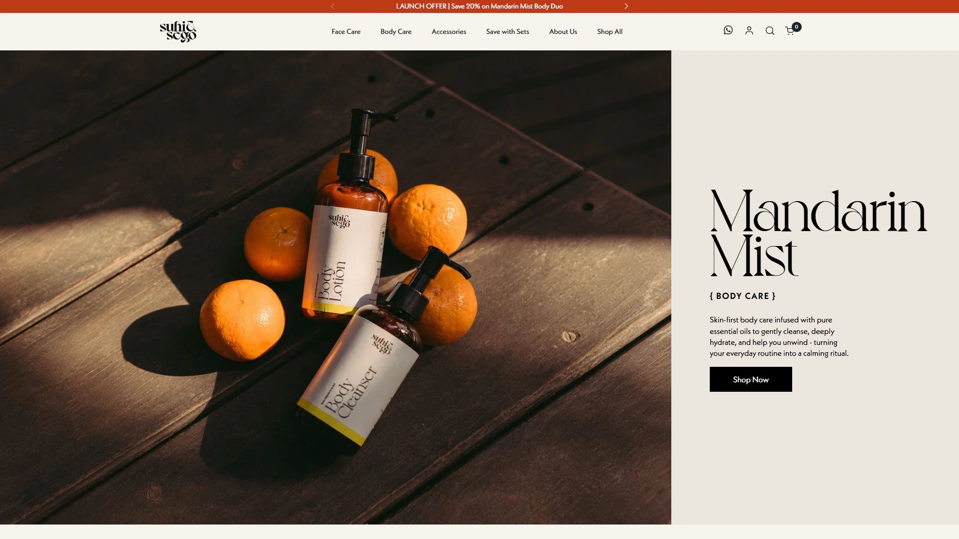 Suhi & Sego homepage Shopify storefront capture