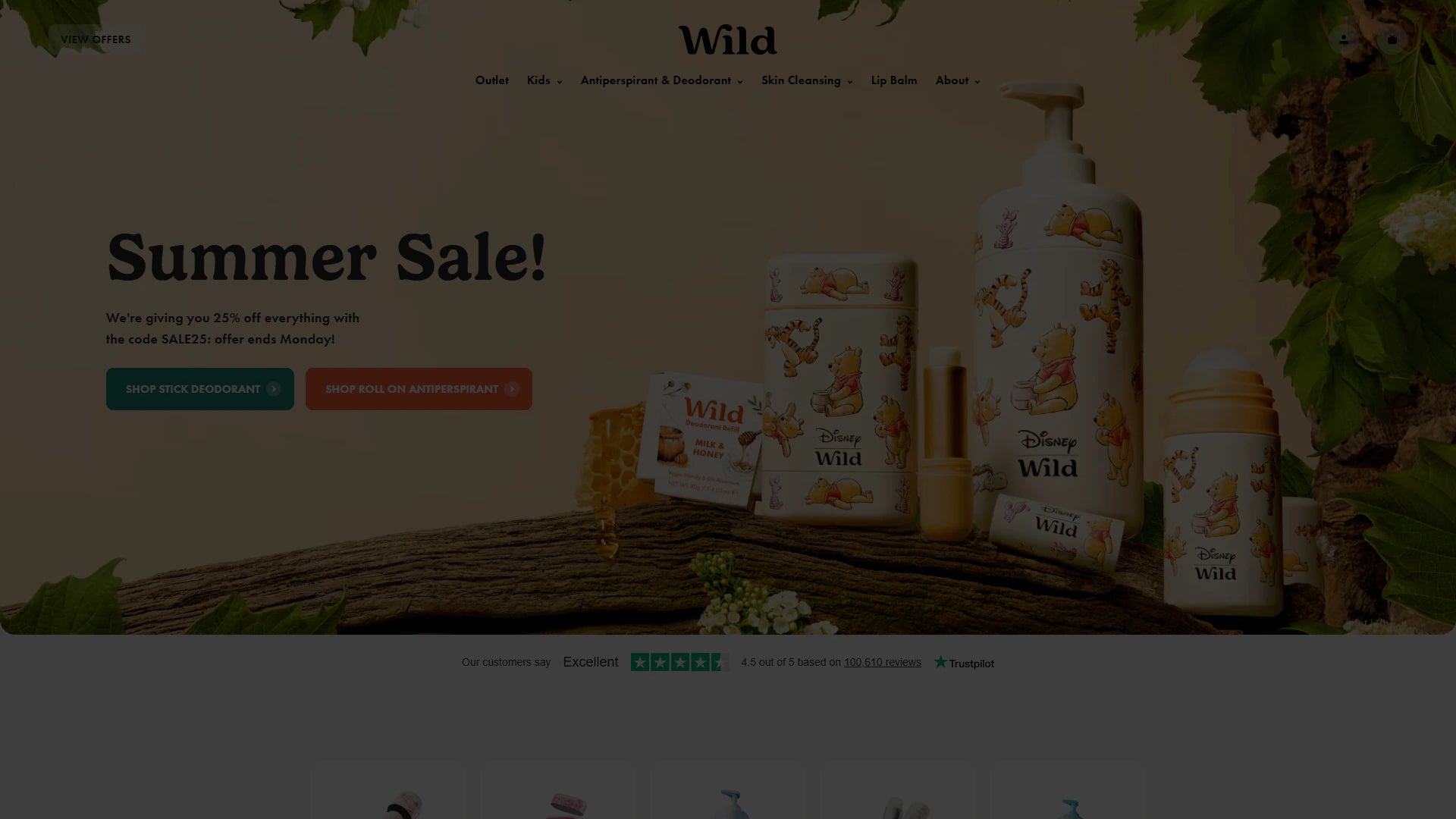 Wild homepage Shopify storefront capture