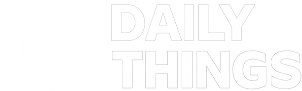 Thin white outline text reading 'DAILY THINGS' on a white background.