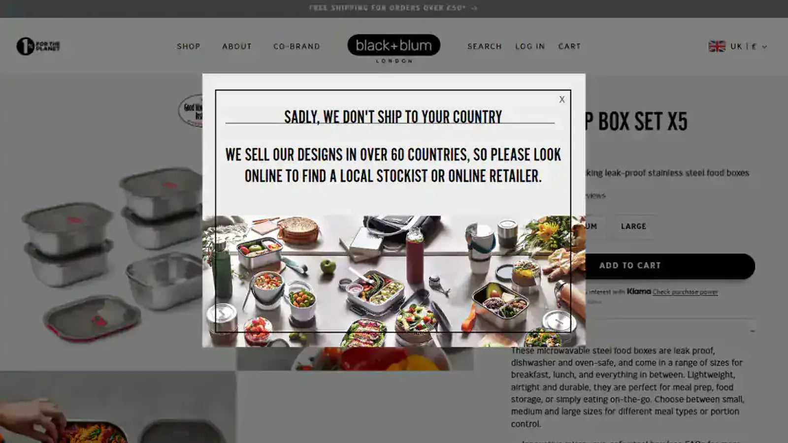 Black+Blum product page — genuine desktop storefront capture from the project portfolio.