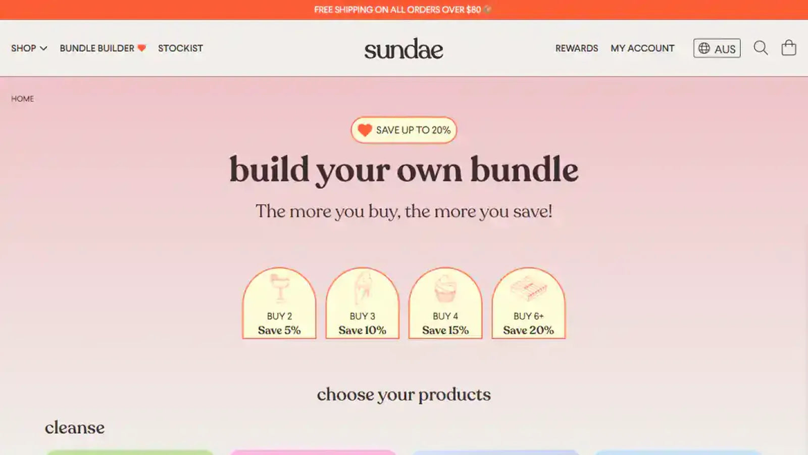 Sundae Body bundle builder — genuine desktop storefront capture from the project portfolio.