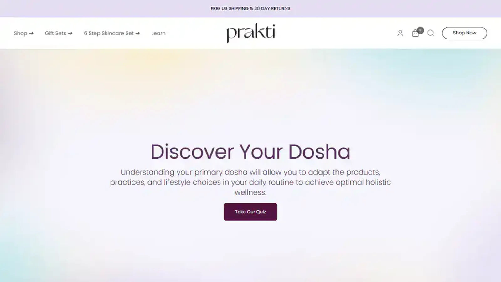 Prakti Beauty product finder — genuine desktop storefront capture from the project portfolio.