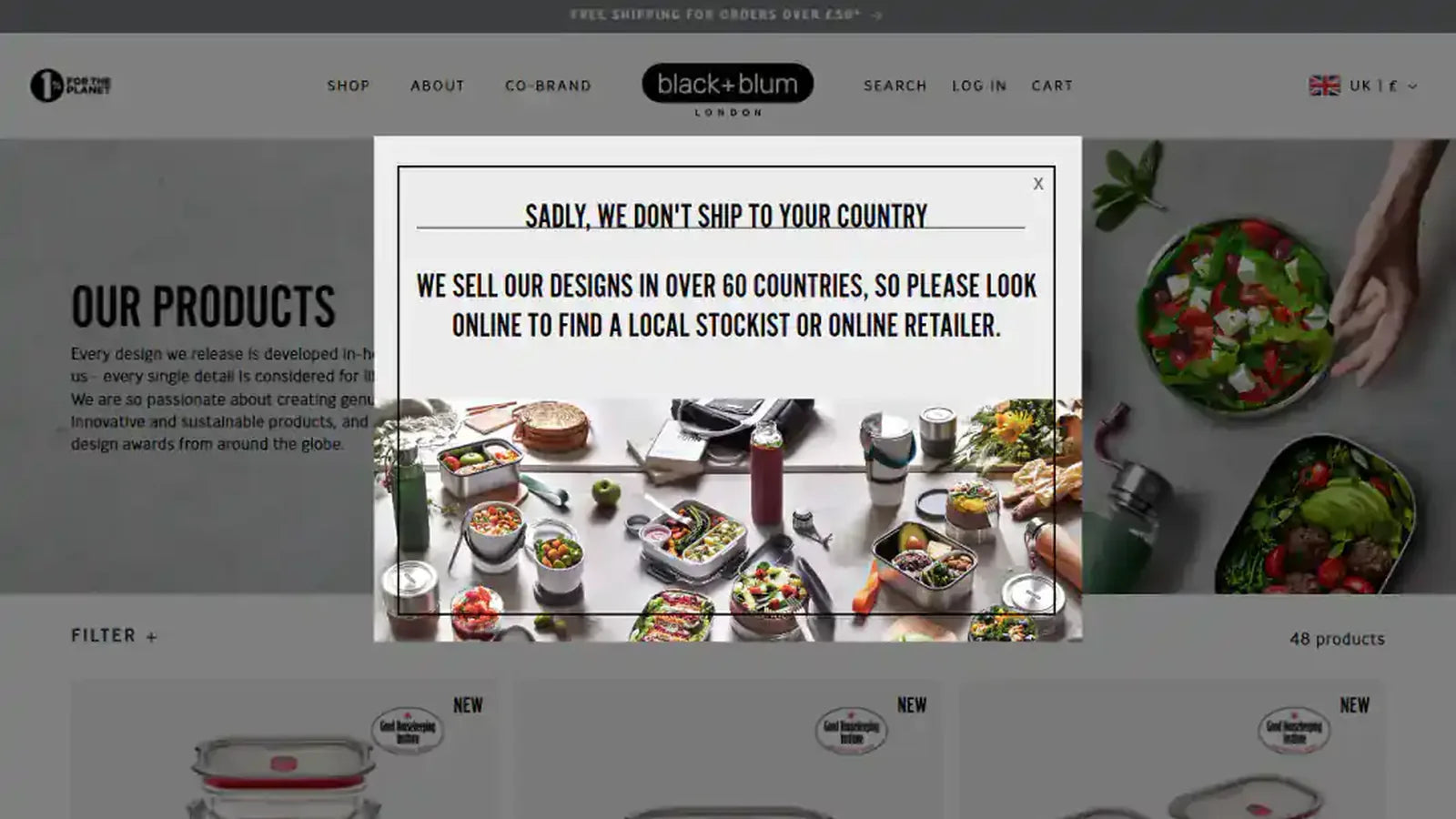 Black+Blum collection page — genuine desktop storefront capture from the project portfolio.
