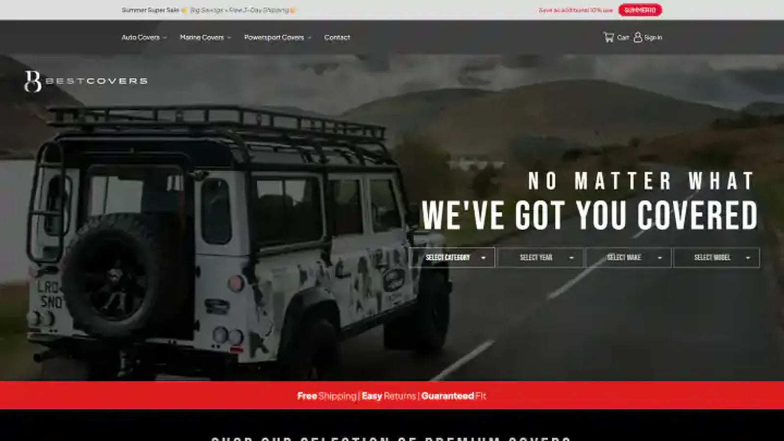 BestCovers homepage — genuine desktop storefront capture from the project portfolio.