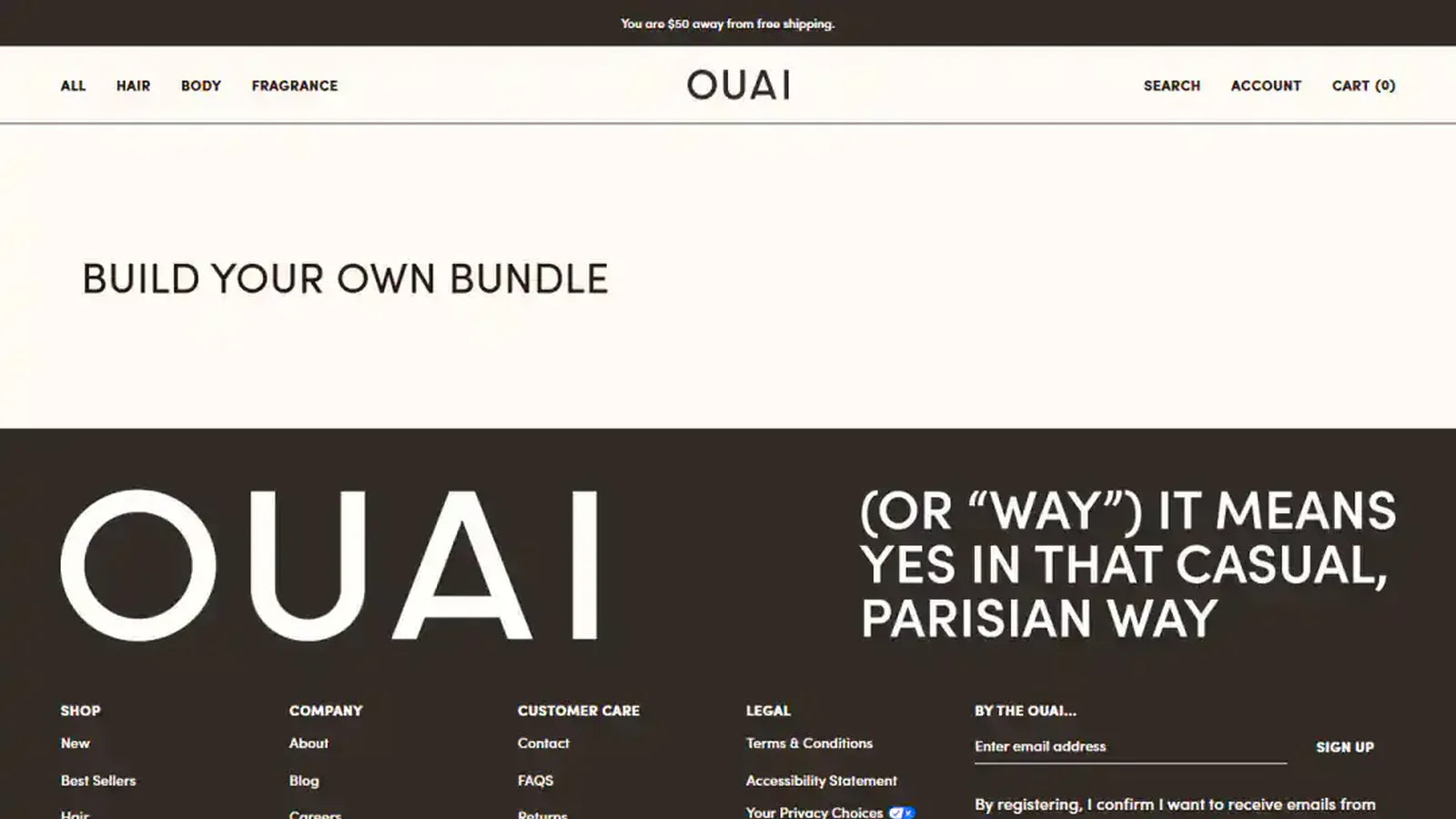 OUAI bundle builder — genuine desktop storefront capture from the project portfolio.