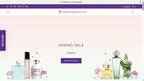 Perfume Clearance Centre homepage storefront screenshot