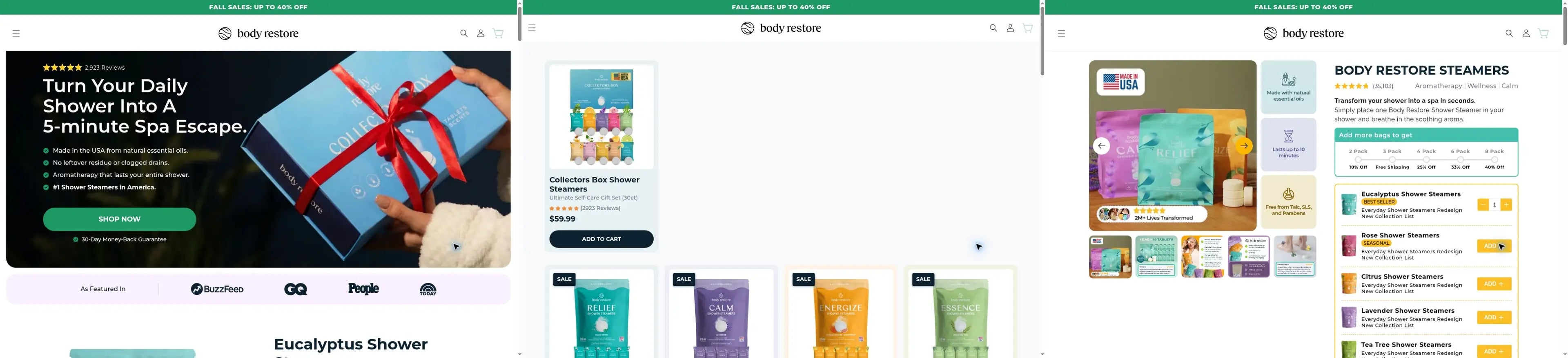 Body Restore homepage storefront snapshot