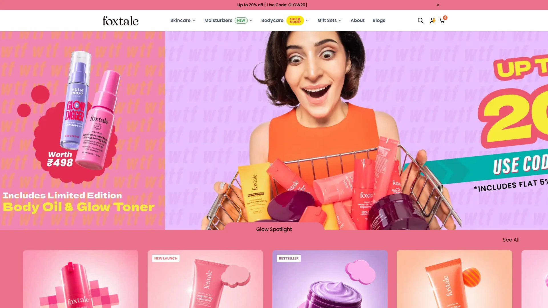Foxtale desktop Shopify homepage