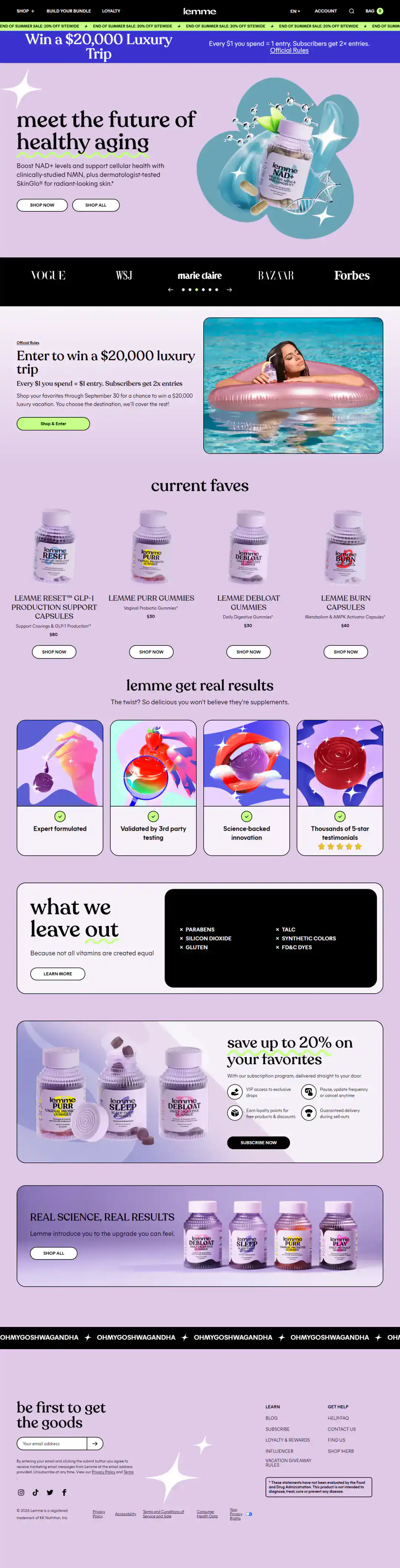 Full Lemme supplements Shopify homepage case study
