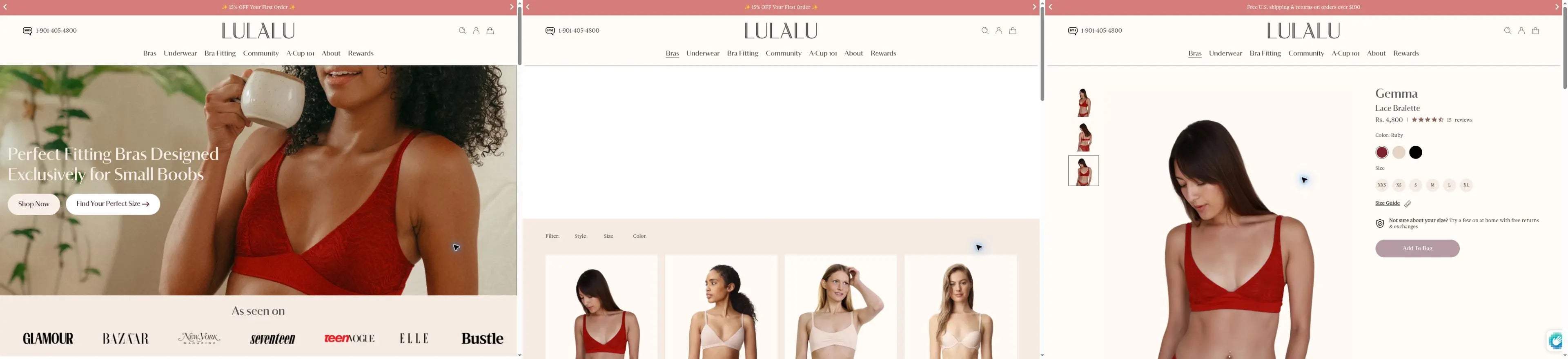 Lulalu homepage storefront snapshot