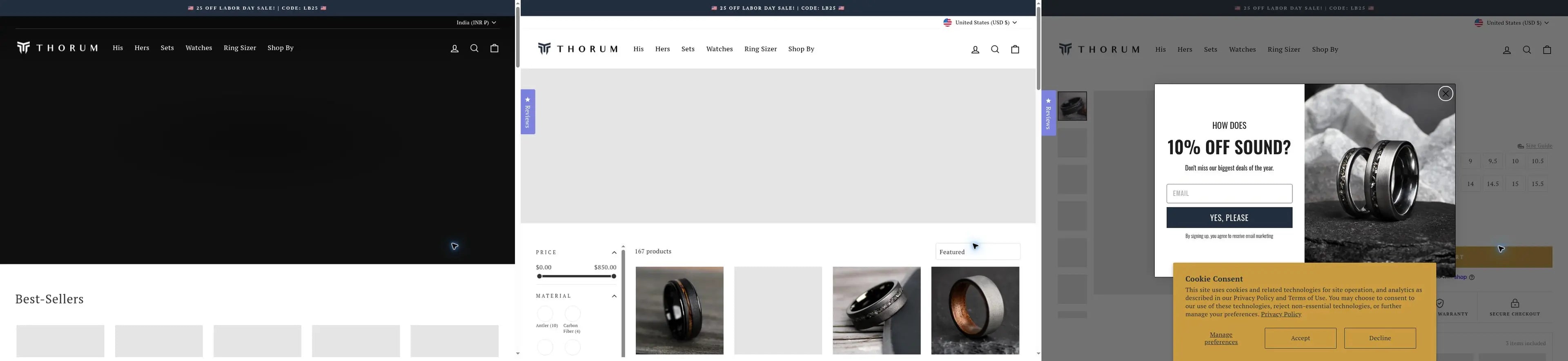 Thorum homepage storefront snapshot