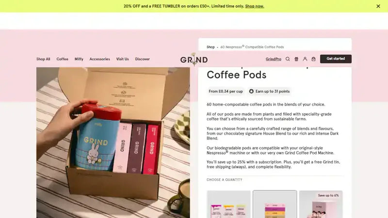 Grind product page storefront screenshot