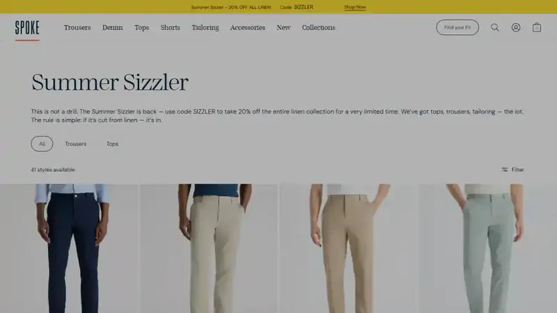 Spoke collection — genuine storefront screenshot from the Vivek Codes portfolio