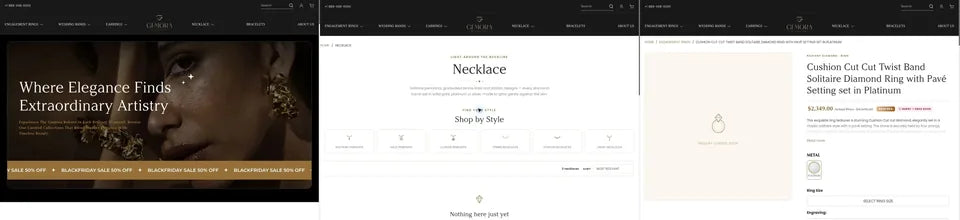 Gemora Diamonds storefront screenshot from the Vivek Codes portfolio