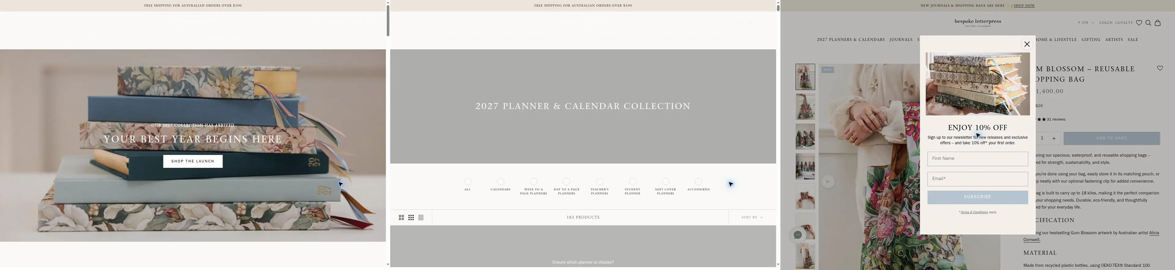 Bespoke Letterpress product page storefront screenshot