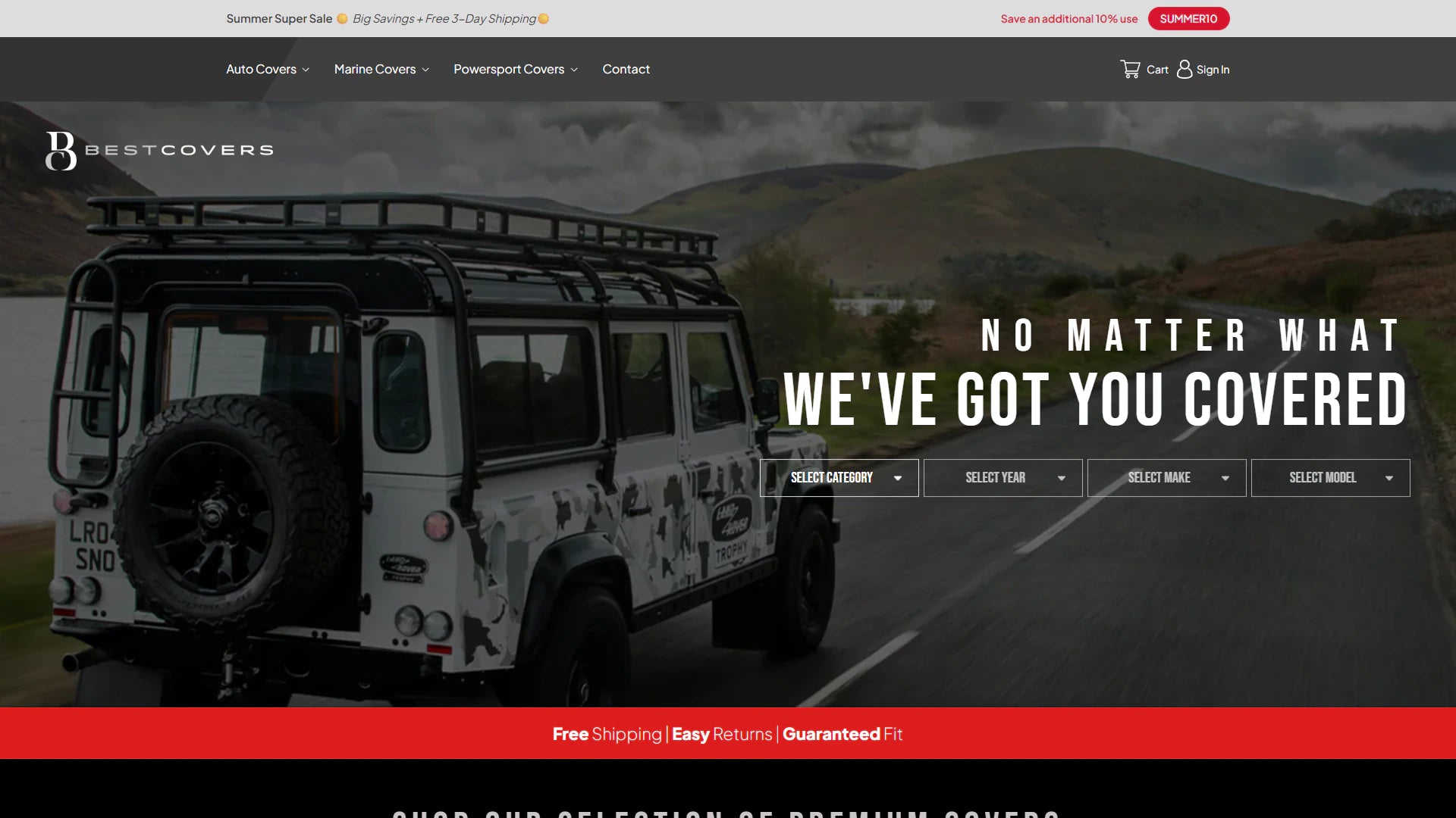 BestCovers homepage storefront screenshot