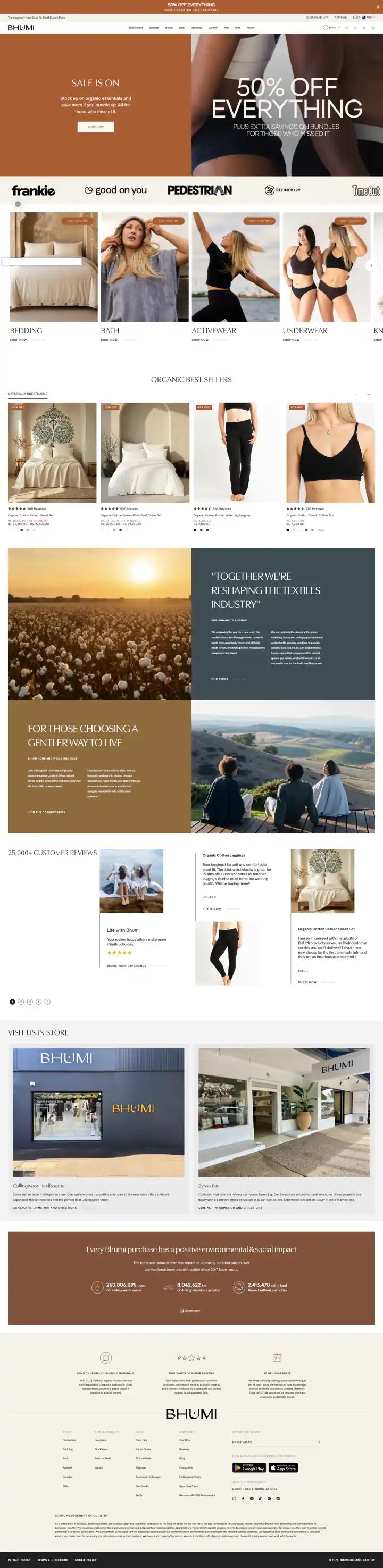 Bhumi Organics Shopify Project | Vivek Codes homepage desktop Shopify storefront capture