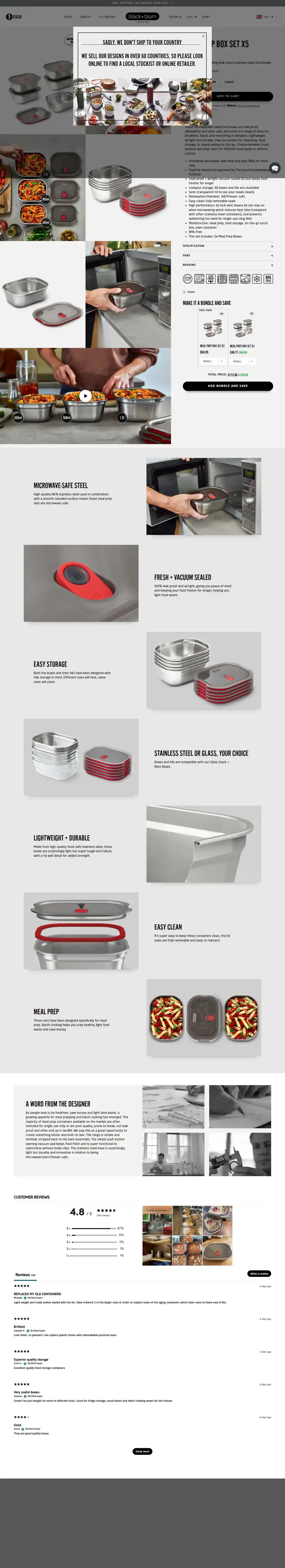 Black+Blum product page storefront screenshot