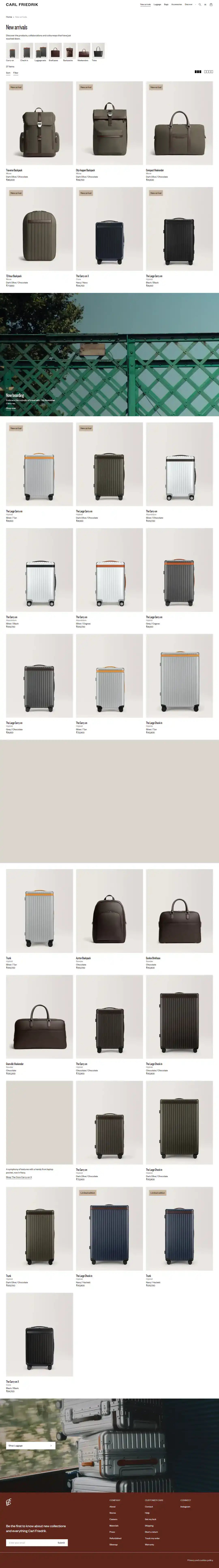 Carl Friedrik collection page storefront screenshot