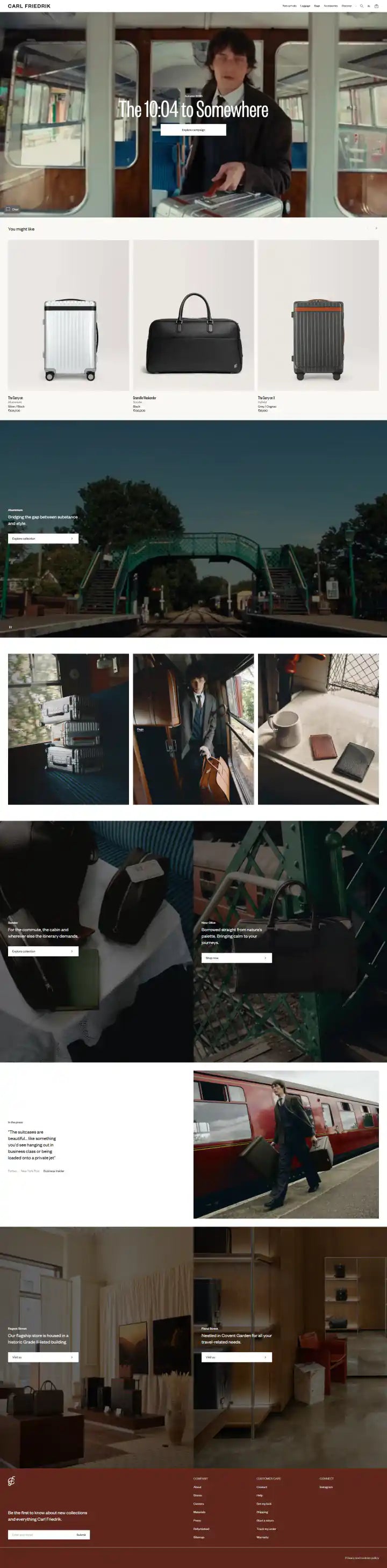 Carl Friedrik Shopify Project | Vivek Codes homepage desktop Shopify storefront capture