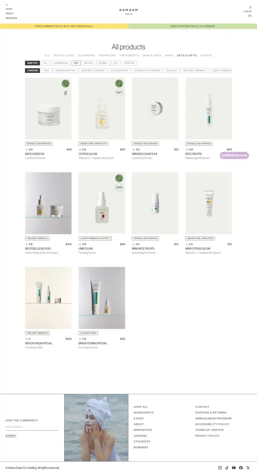 DAMDAM Tokyo Shopify Project | Vivek Codes collection page desktop Shopify storefront capture