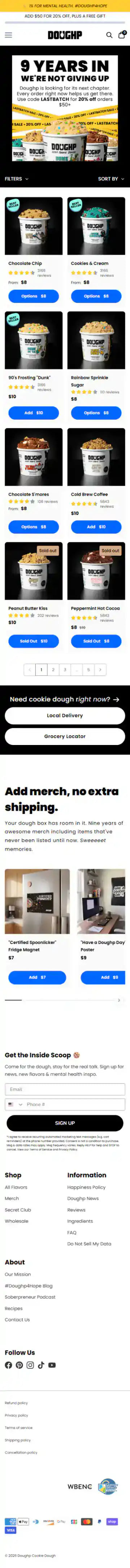 Doughp Shopify Project | Vivek Codes collection page mobile Shopify storefront capture