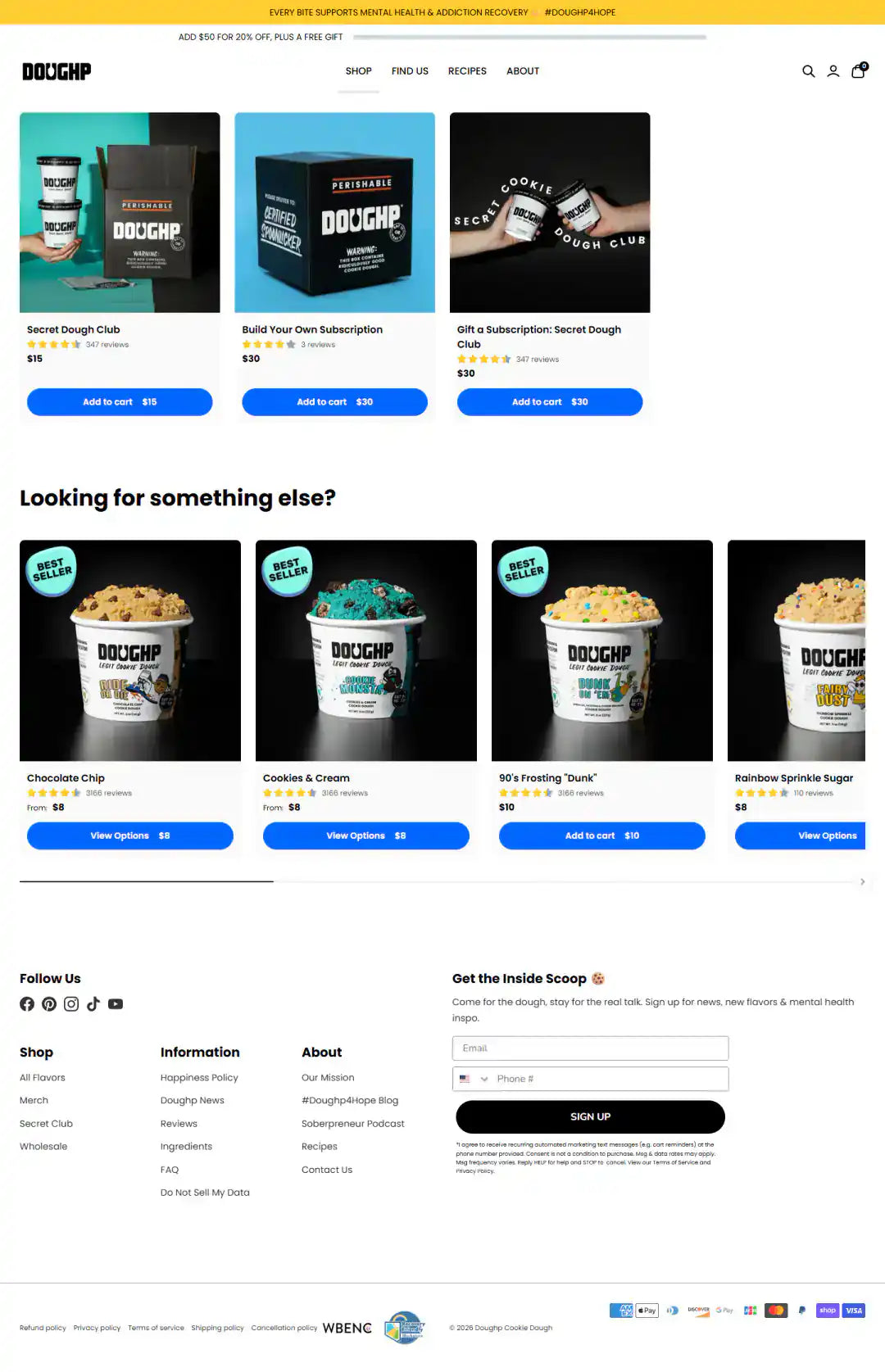 Doughp subscription page page storefront screenshot