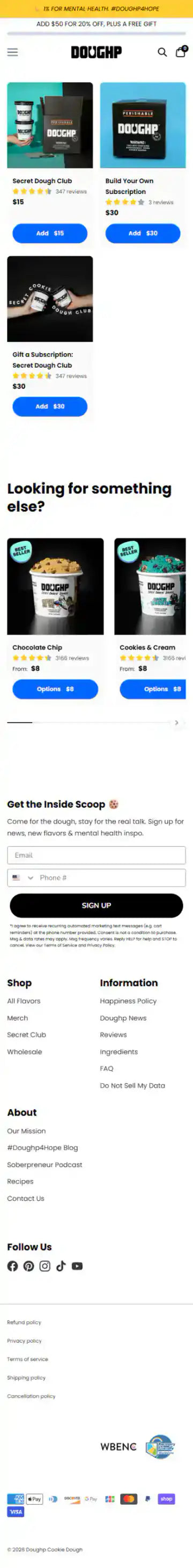 Doughp Shopify Project | Vivek Codes subscription page mobile Shopify storefront capture