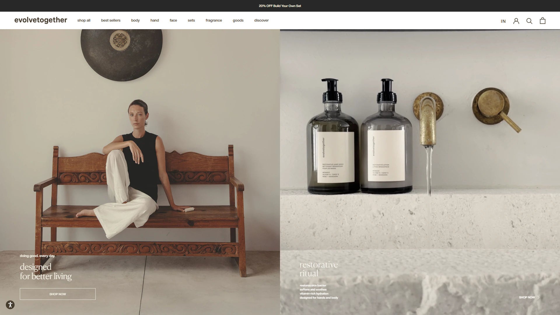 evolvetogether homepage Shopify storefront capture
