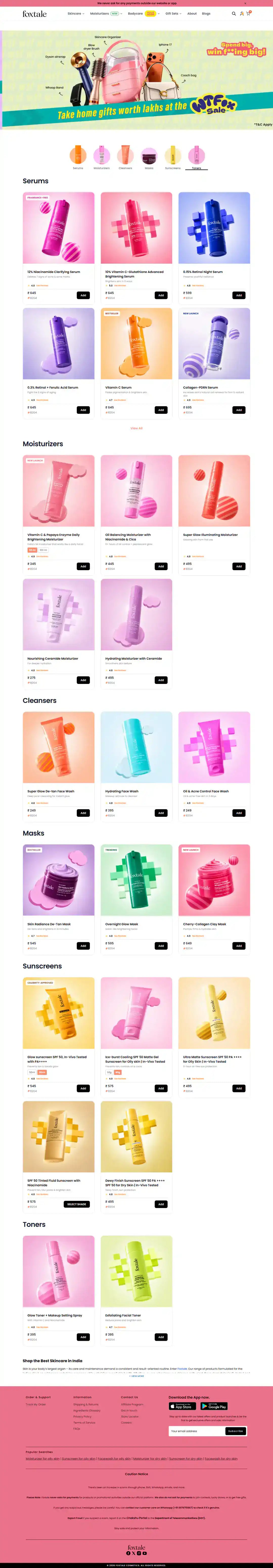 Foxtale Shopify Project | Vivek Codes collection page desktop Shopify storefront capture