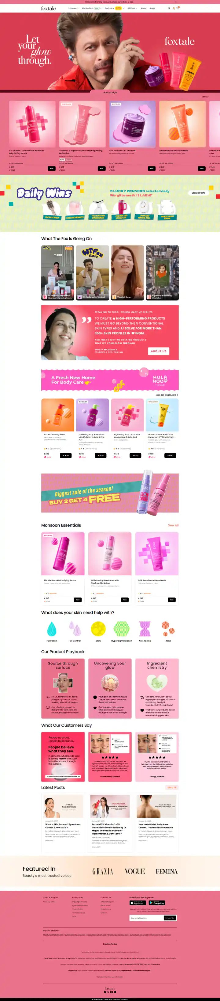 Foxtale Shopify Project | Vivek Codes homepage desktop Shopify storefront capture