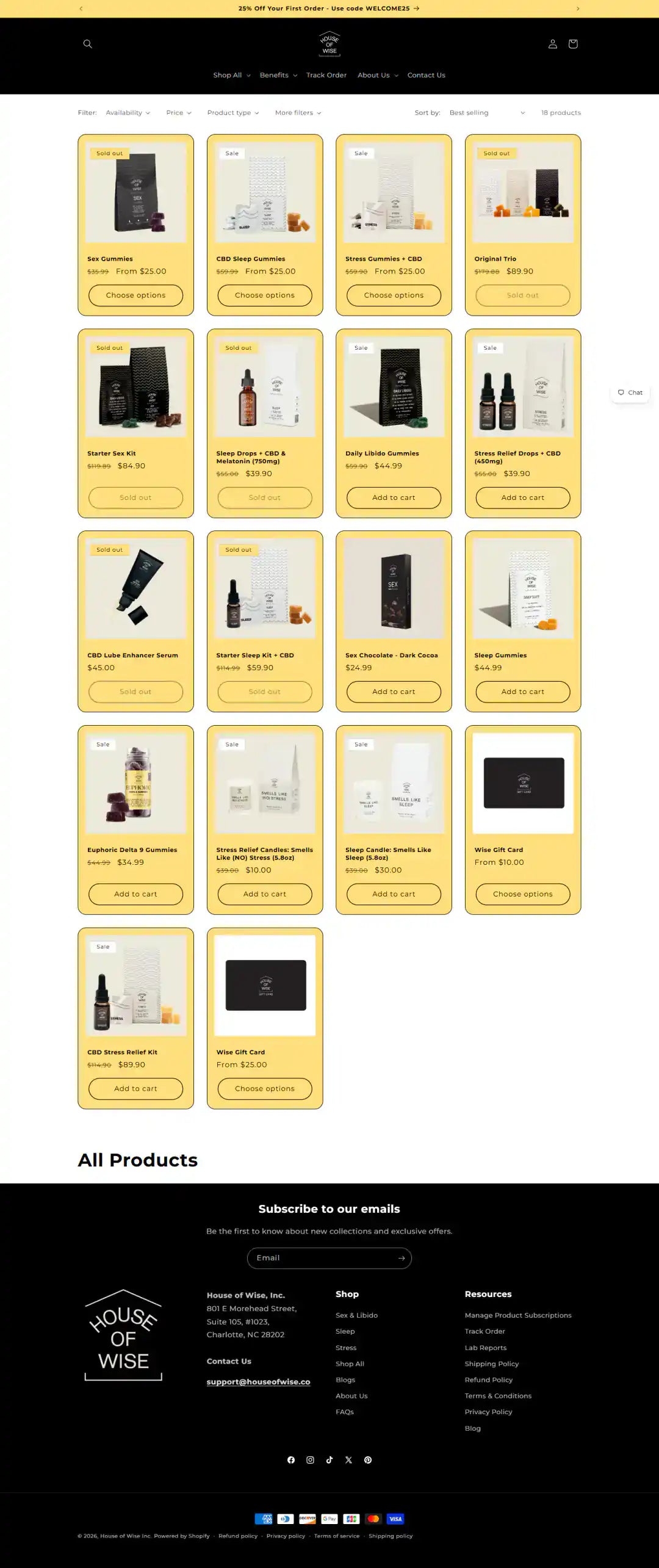 House of Wise Shopify Project | Vivek Codes collection page desktop Shopify storefront capture