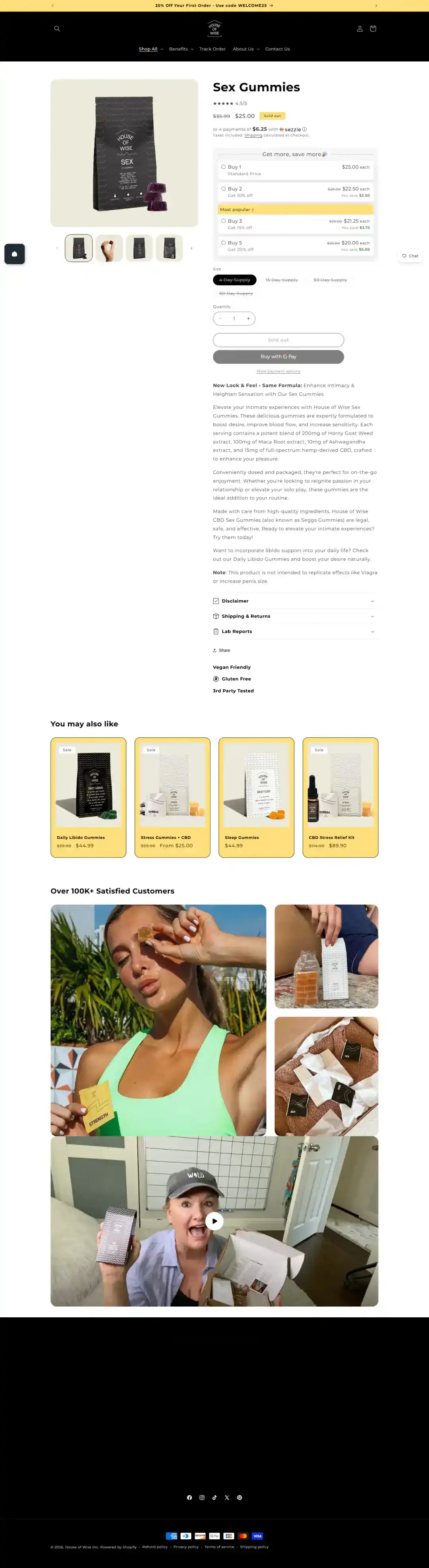 House of Wise product page storefront screenshot