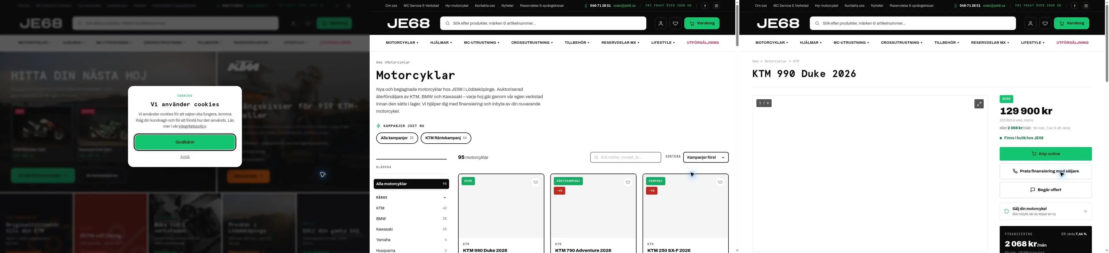 JE68 homepage storefront screenshot