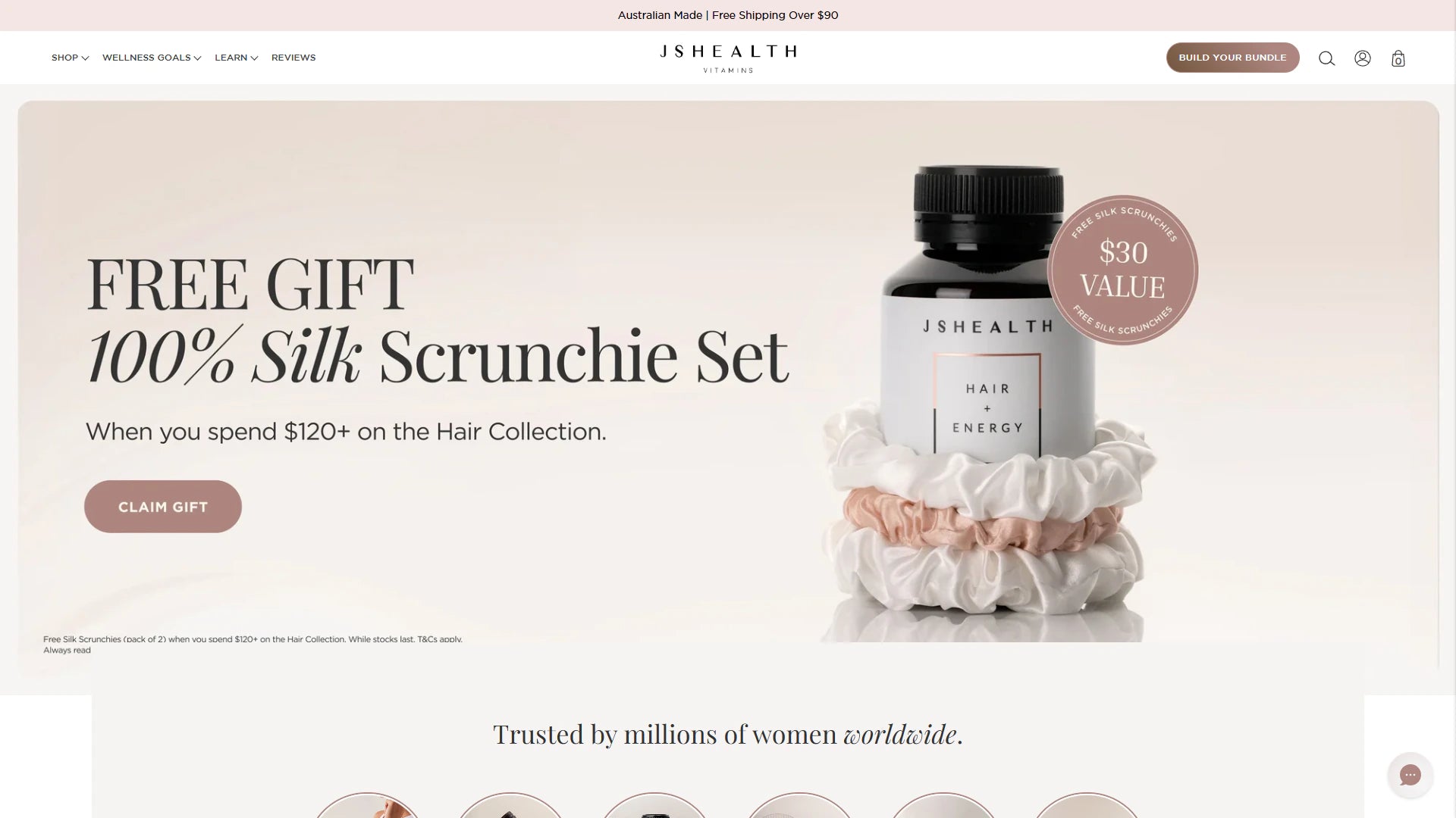 JSHealth Vitamins homepage Shopify storefront capture