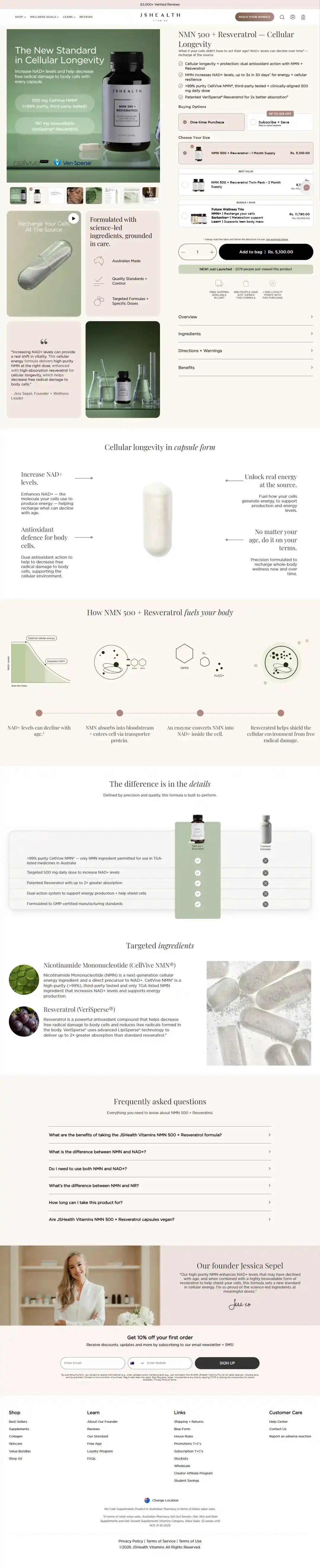 JSHealth Vitamins Shopify Project | Vivek Codes product page desktop Shopify storefront capture