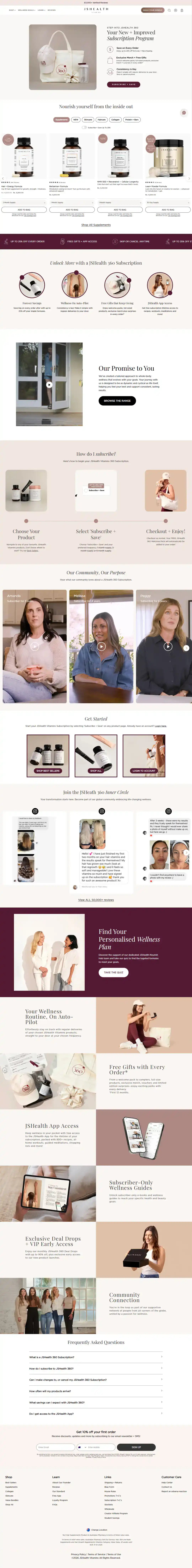 JSHealth Vitamins subscription page page storefront screenshot