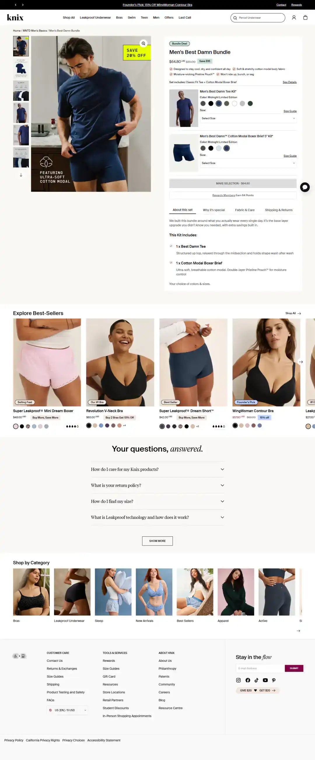 Knix Shopify Project | Vivek Codes bundle page desktop Shopify storefront capture