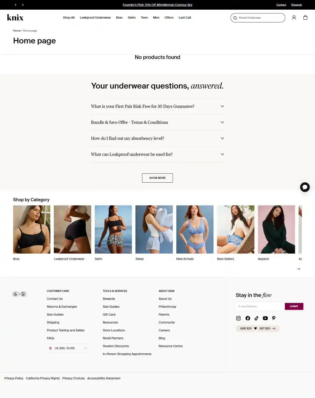 Knix Shopify Project | Vivek Codes collection page desktop Shopify storefront capture