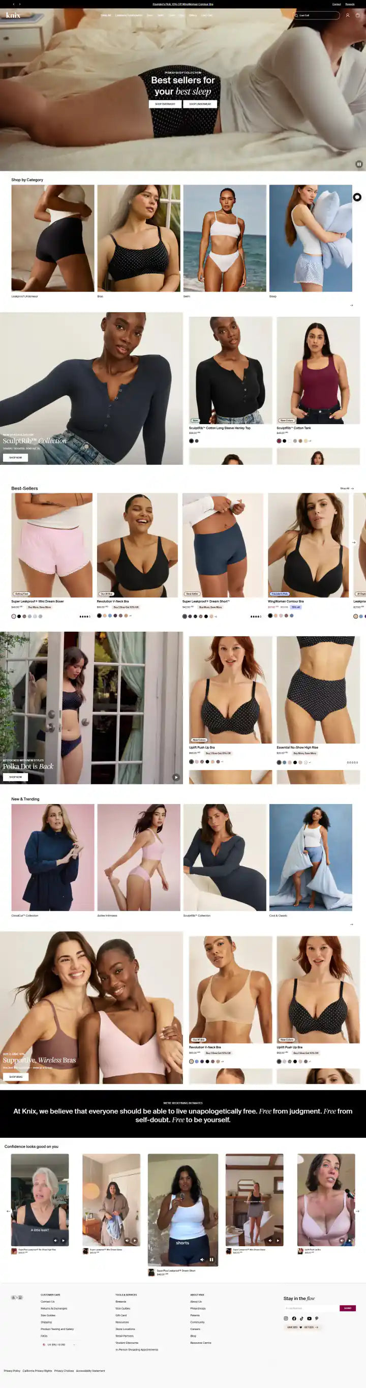 Knix Shopify Project | Vivek Codes homepage desktop Shopify storefront capture