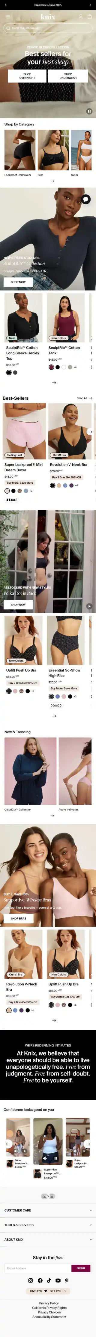 Knix Shopify Project | Vivek Codes homepage mobile Shopify storefront capture