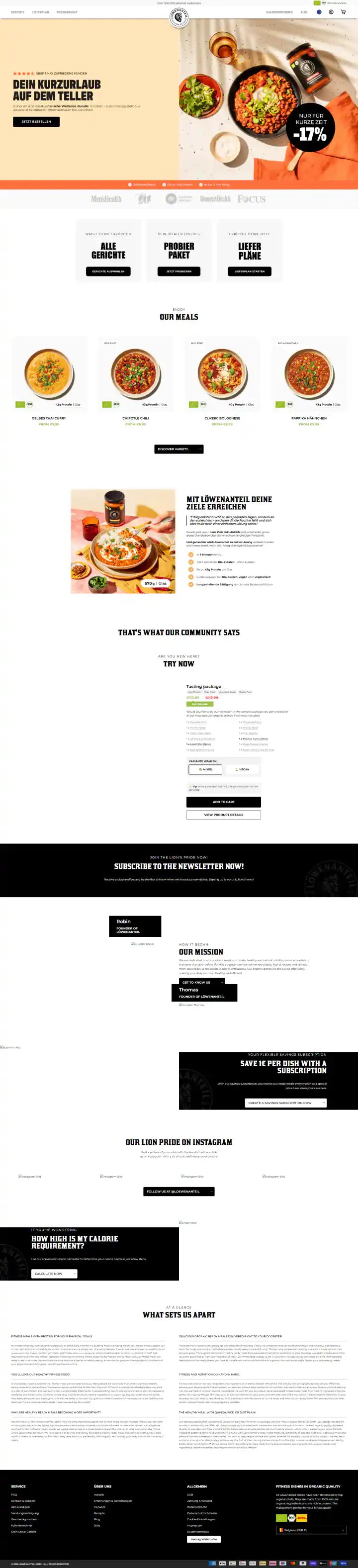 Löwenanteil Shopify Project | Vivek Codes homepage desktop Shopify storefront capture